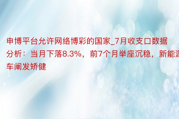 申博平台允许网络博彩的国家_7月收支口数据分析：当月下落8.3%，前7个月举座沉稳，新能源车阐发矫健