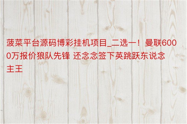 菠菜平台源码博彩挂机项目_二选一！曼联6000万报价狼队先锋 还念念签下英跳跃东说念主王